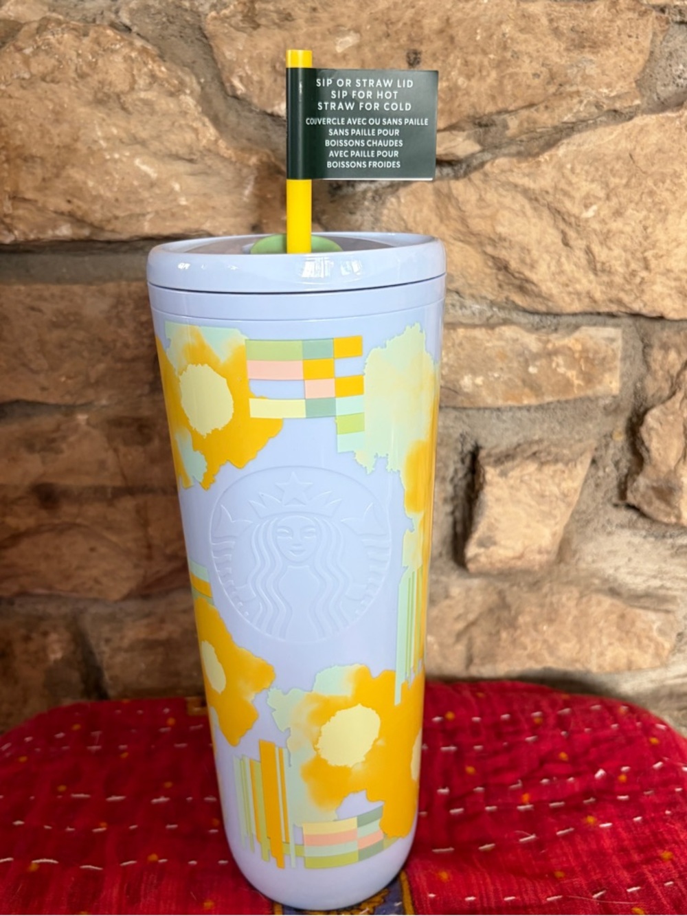 NWT Starbucks Lavender & Yellow Abstract Floral Tumbler 24oz 710mL Spring 2025